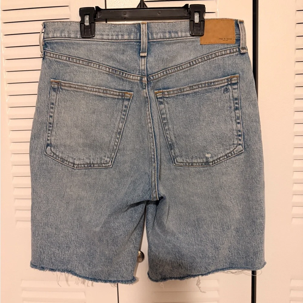 Rag & Bone Bermuda Shorts Distressed Raw Hem Denim Relaxed - Picture 4 of 9